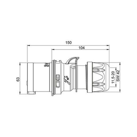 METE ENERJİ 3X32A. IP44 DÜZ FİŞ (VİDALI BAĞL.) 406107V