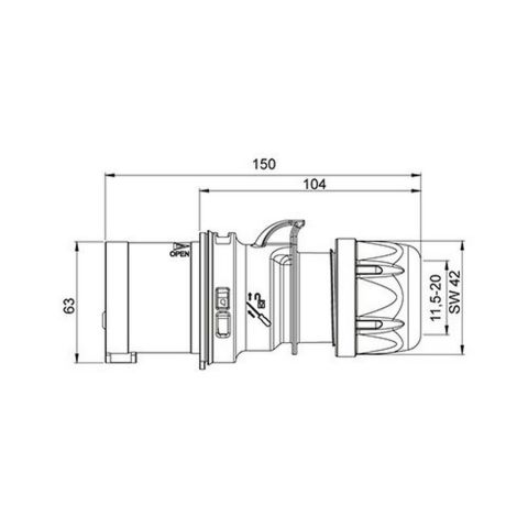 METE ENERJİ 3X32A. IP44 DÜZ FİŞ (VİDALI BAĞL.) 406107V