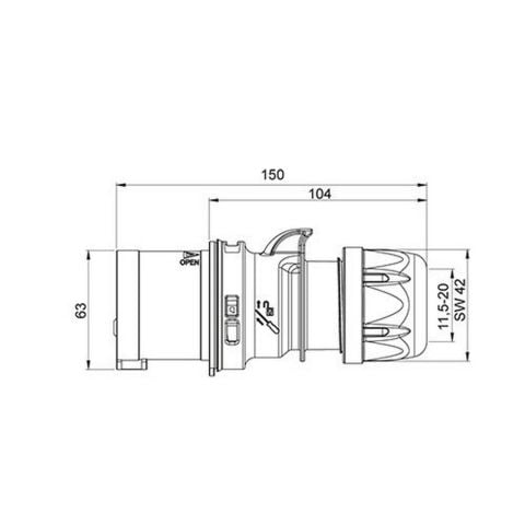 METE ENERJİ 4X32A. IP44 DÜZ FİŞ 406109