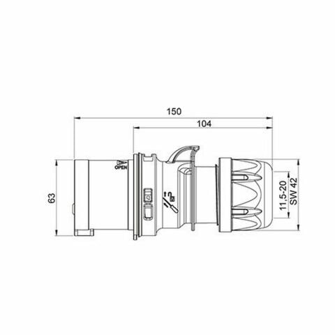 METE ENERJİ 4X32A. IP44 DÜZ FİŞ 406109