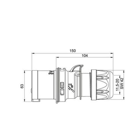 METE ENERJİ 4X32A. IP44 DÜZ FİŞ-( VİDALI BAĞL.) 406109V