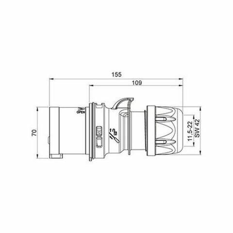 METE ENERJİ 5X32A. IP44 DÜZ FİŞ 406111
