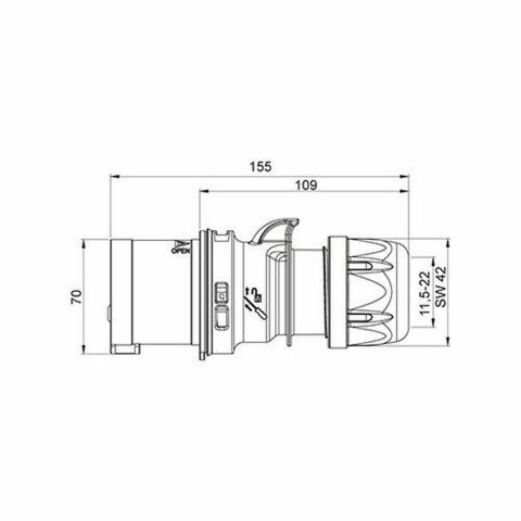 METE ENERJİ 5X32A. IP44 DÜZ FİŞ 406111