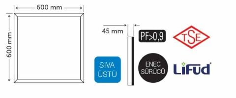İNOLED 40W 60X60 S/Ü B.L LEDPANEL-TSE/E.(D.B-4000K)