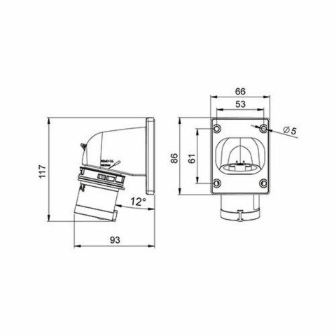METE ENERJİ 4X16A. IP44 MAKİNE FİŞİ -EĞİK- VİDALI BAĞLI 406206V