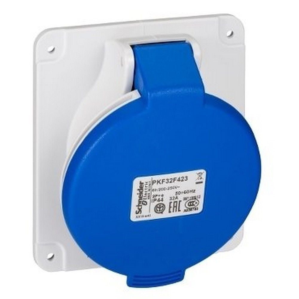 SCHNEIDER PKF32F423 PRATİKA 200-250V AC 3X32A 2P+E MONOFAZE IP44 VİDA BAĞLANTILI EĞİK MAKİNE PRİZİ