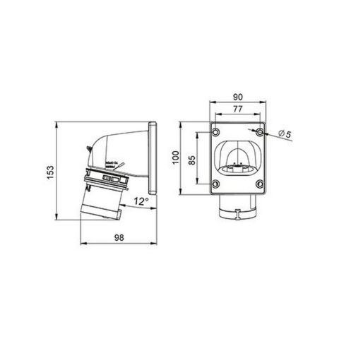 METE ENERJİ 5X16A. IP44 MAKİNE FİŞİ -EĞİK-VİDALI BAĞLI  406210V