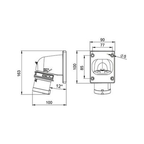 METE ENERJİ 4X32A. IP44 MAKİNE FİŞİ -EĞİK- VİDALI BAĞLI 406218V