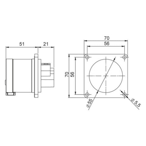 METE ENERJİ 5X32A. IP44 MAKİNE FİŞİ -DÜZ-(VİALİ BAĞL.) 406221V