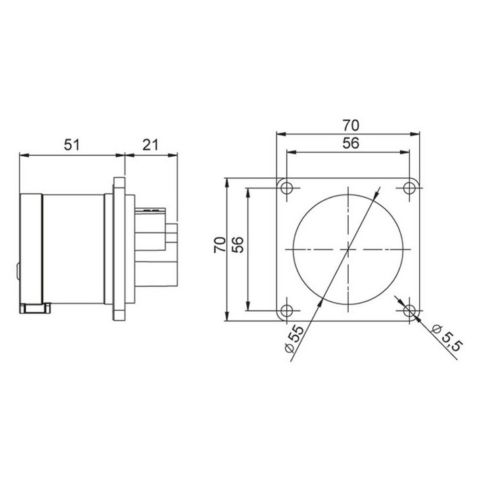 METE ENERJİ 5X32A. IP44 MAKİNE FİŞİ -DÜZ-(VİALİ BAĞL.) 406221V