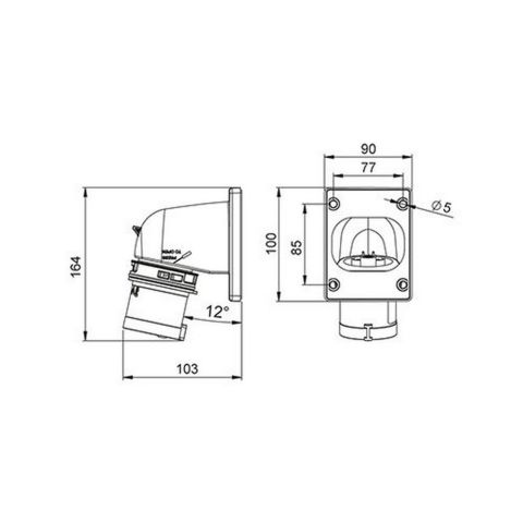 METE ENERJİ 5X32A. IP44 MAKİNE FİŞİ -EĞİK- VİDALI BAĞLI 406222V