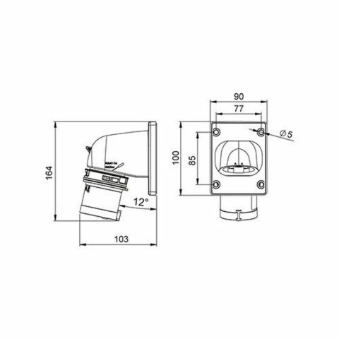 METE ENERJİ 5X32A. IP44 MAKİNE FİŞİ -EĞİK- VİDALI BAĞLI 406222V