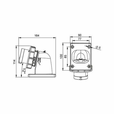 METE ENERJİ 5X32A. IP67 MAKİNE FİŞİ -EĞİK- VİDALI BAĞLI 406224V