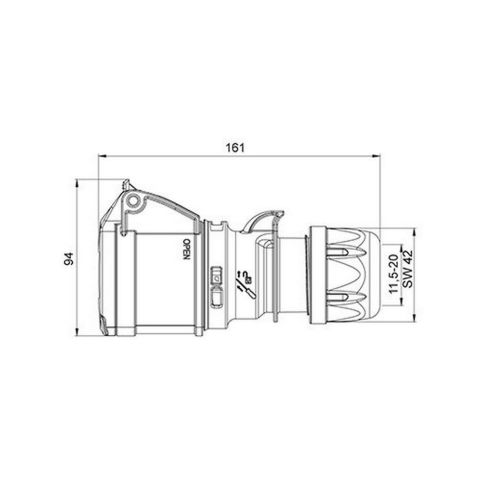 METE ENERJİ 3X32A. IP44 UZATMA PRİZİ (VİDALI BAĞL.) 406407V