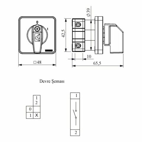 EMAS PSA010AK131S PAKO AÇ-KAPA 10 A 1 FAZ (0-1) 60 DERECE