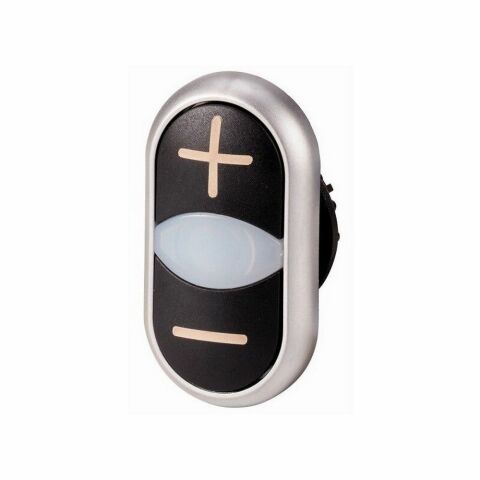 EATON 218145 BUTON AKSESUARI: İKİLİ BUTON KAFASI, YAYLI, BEYAZ (+) / SİYAH (-)