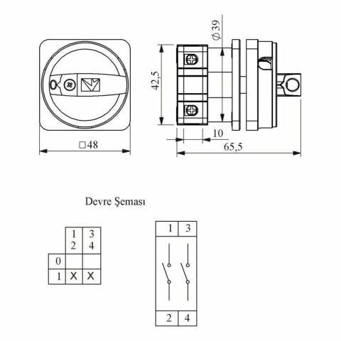 EMAS PSA016AK241E PAKO EMNİYET AÇ-KAPA 16 A 2 FAZ (0-1) 90 DEREC