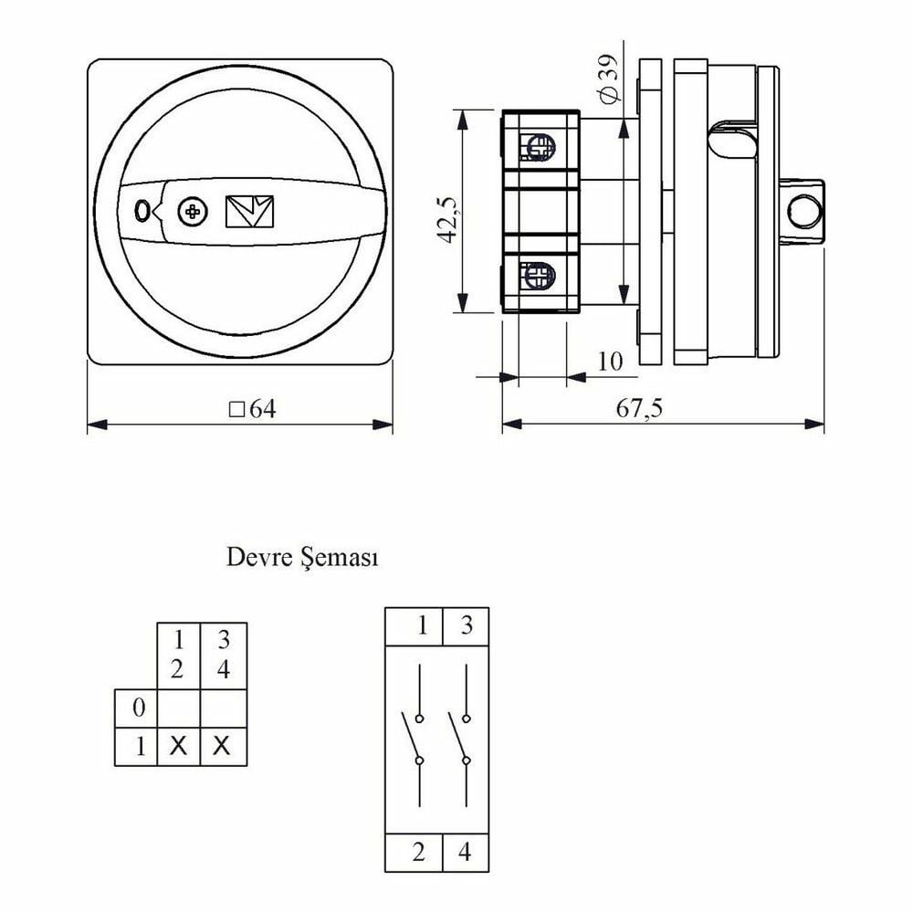 EMAS PSA016AK241F PAKO EMN. AÇ-KAPA 16 A 2 FAZ (0-1) 90 DER. BUYUK