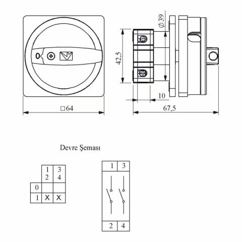 EMAS PSA016AK241F PAKO EMN. AÇ-KAPA 16 A 2 FAZ (0-1) 90 DER. BUYUK