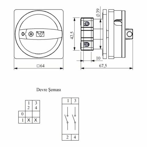 EMAS PSA016AK241F PAKO EMN. AÇ-KAPA 16 A 2 FAZ (0-1) 90 DER. BUYUK
