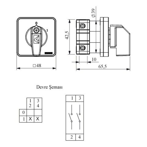 EMAS PSA020AK231S PAKO AÇ-KAPA 20 A 2 FAZ (0-1) 60 DERECE