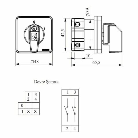 EMAS PSA020AK231S PAKO AÇ-KAPA 20 A 2 FAZ (0-1) 60 DERECE