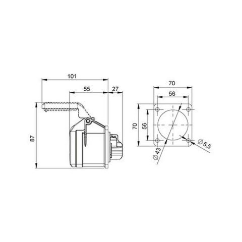 METE ENERJİ 3X16A. IP44 MAKİNE PRİZİ -DÜZ- 406502