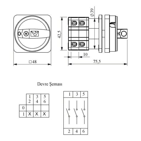 EMAS PSA020AK341E PAKO EMNİYET AÇ-KAPA 20 A 3 FAZ (0-1) 90 DEREC