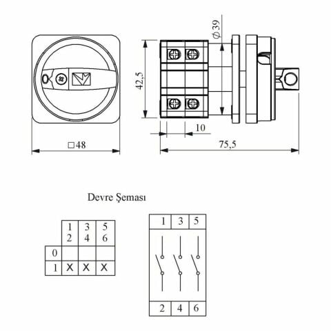 EMAS PSA020AK341E PAKO EMNİYET AÇ-KAPA 20 A 3 FAZ (0-1) 90 DEREC