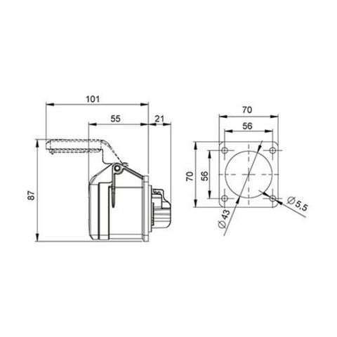 METE ENERJİ 3X16A. IP44 MAKİNE PRİZİ -DÜZ-(VİDALI BAĞL.) 406502V