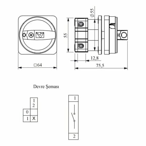 EMAS PSA032AK141E PAKO EMNİYET AÇ-KAPA 32 A 1 FAZ (0-1) 90 DEREC