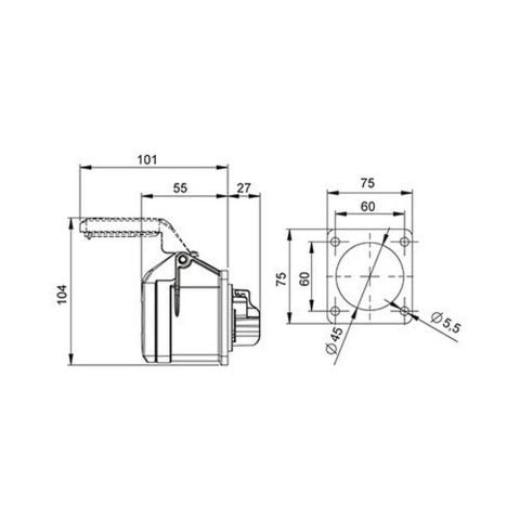 METE ENERJİ 4X16A. IP44 MAKİNE PRİZİ -DÜZ- 406506