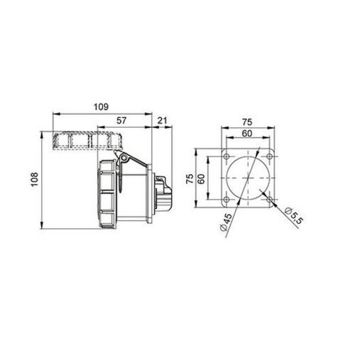 METE ENERJİ 4X16A. IP67 MAKİNE PRİZİ -DÜZ-(VİDALI BAĞ.) 406508V