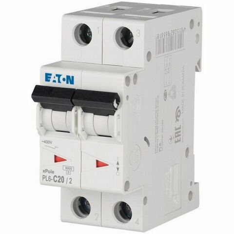 EATON 286568 MİNYATÜR DEVRE KESİCİ - 6KA - C EĞRİSİ - 2X20A