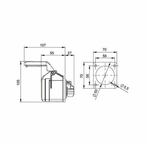METE ENERJİ 5X16A. IP44 MAKİNE PRİZİ -DÜZ- 406510