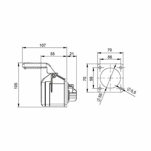 METE ENERJİ 5X16A. IP44 MAKİNE PRİZİ -DÜZ-(VİDALI BAĞL.) 406510V
