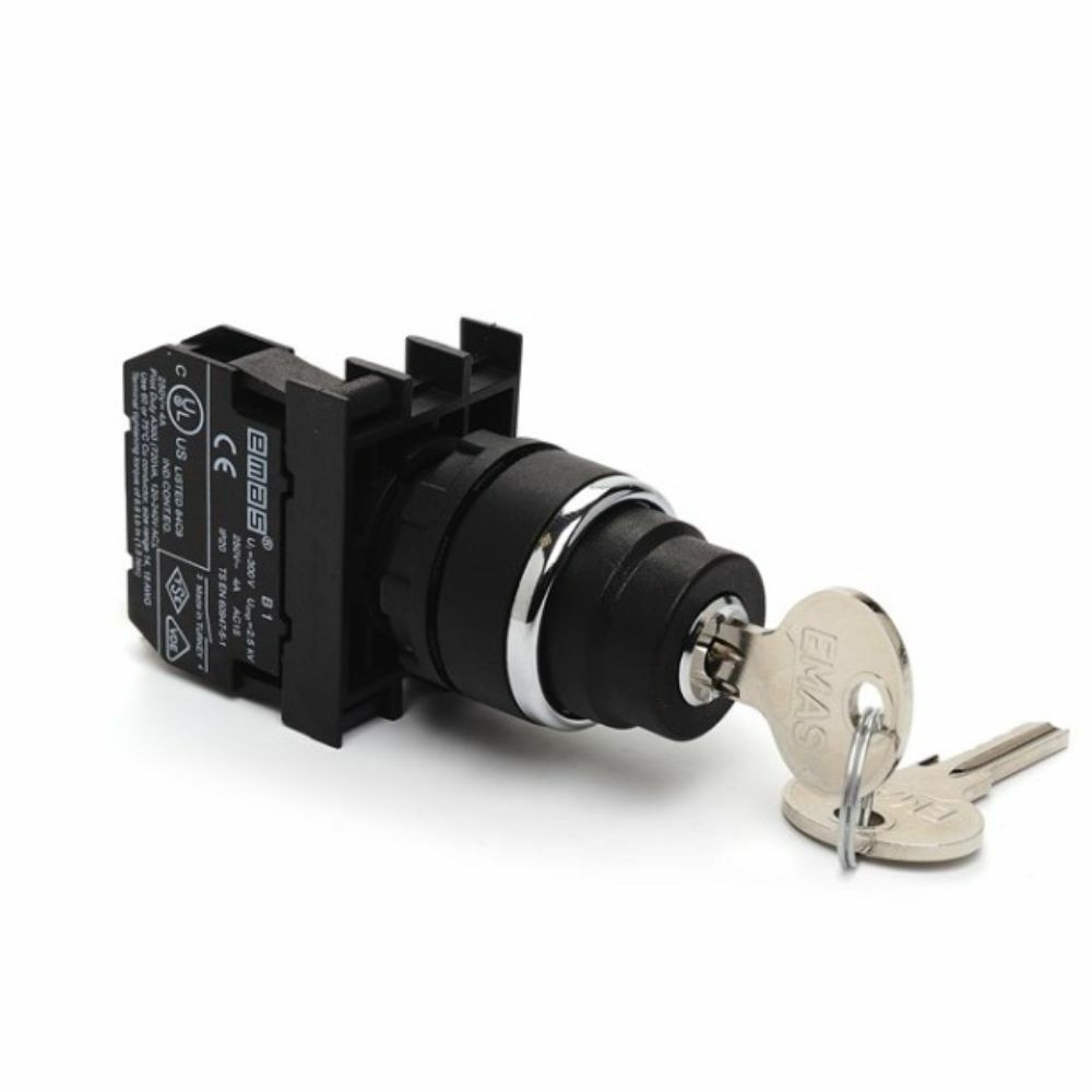 EMAS EMAS B100AC20 SİYAH ANAHTARLI KALICI 1 NA KUMANDA BUTONU