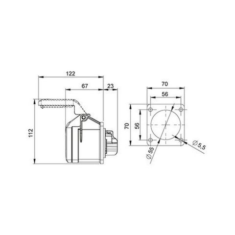 METE ENERJİ 3X32A. IP44 MAKİNE PRİZİ -DÜZ-(VİDALI BAĞL.) 406514V