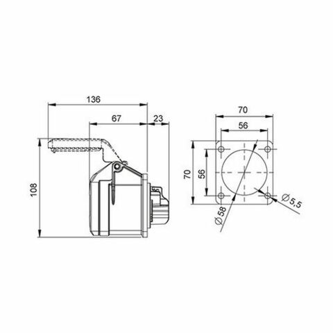 METE ENERJİ 5X32A. IP44 MAKİNE PRİZİ -DÜZ-(VİDALI BAĞL.) 406522V
