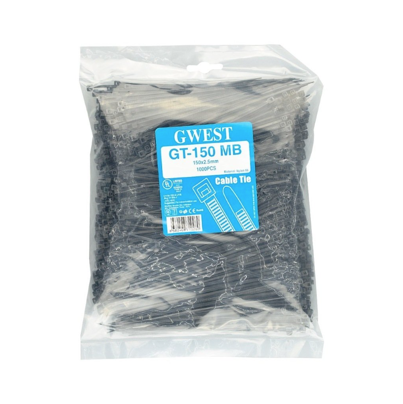 GWEST GT 150 MB (1000 ADET) 150X2.5MM SİYAH KABLO BAĞI
