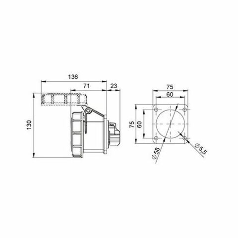 METE ENERJİ 5X32A. IP67 MAKİNE PRİZİ -DÜZ-(VİDALI BAĞLI) 406524V