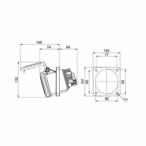 METE ENERJİ 5X63A. IP44 MAKİNE PRİZİ -EĞİK- 406533