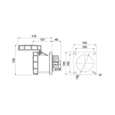 METE ENERJİ 5X125A. IP67 MAKİNE PRİZİ -DÜZ- 406540