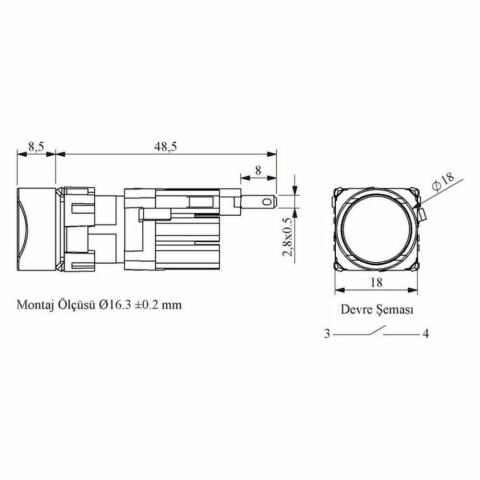 EMAS D100YDY D YUVARLAK BUTON YESIL 1NA
