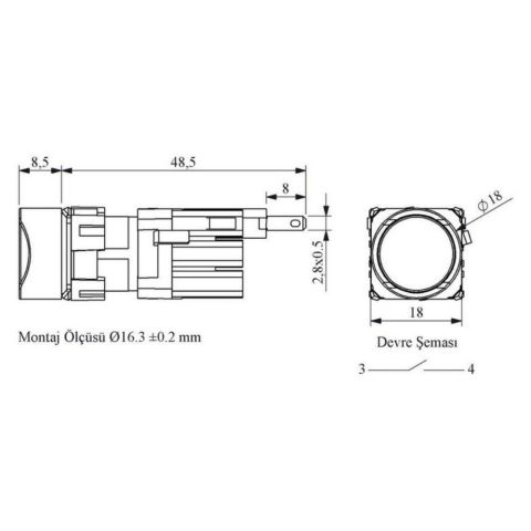EMAS D100YDY D YUVARLAK BUTON YESIL 1NA