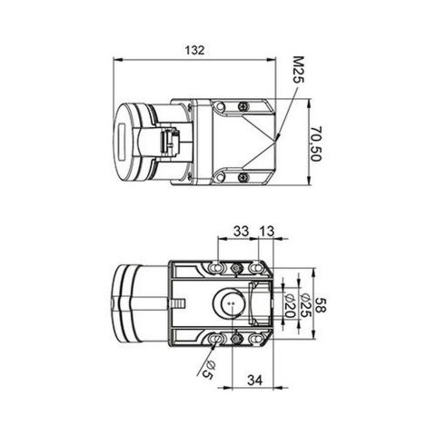 METE ENERJİ 3X16A. IP44 DUVAR PRİZİ -EĞİK GÖVDELİ- 406602