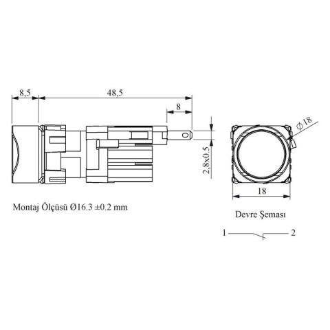EMAS D200YDK D YUVARLAK BUTON KIRMIZI 1NC