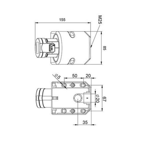 METE ENERJİ 3X32A. IP44 DUVAR PRİZİ -EĞİK GÖVDELİ-(VİDALI BAĞL 406611V