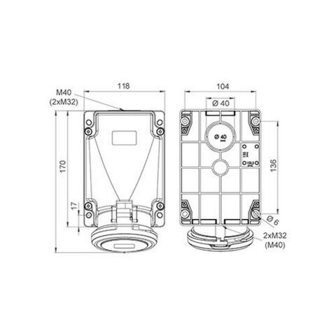 METE ENERJİ 4X63A.IP44  DUVAR PRİZİ -EĞİK GÖVDELİ- 406628