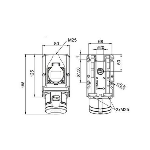 METE ENERJİ 5X32A. IP44 KOMBI (VİDALI BAĞ.) 406651V
